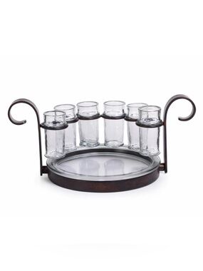 Zodax 6 Shot Tequila Set Iron Bronze Finished Stand Glasses NOT included